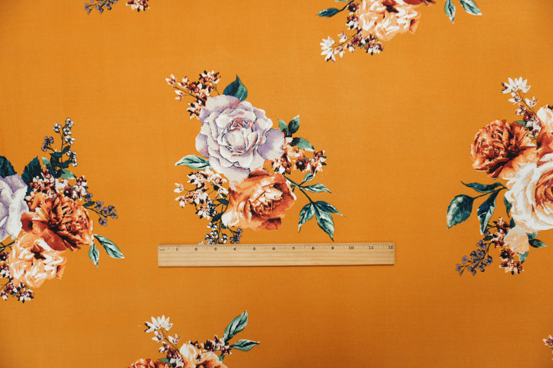 Dijon-Red-Multi Poly Floral Double Brush Jersey Knit Fabric