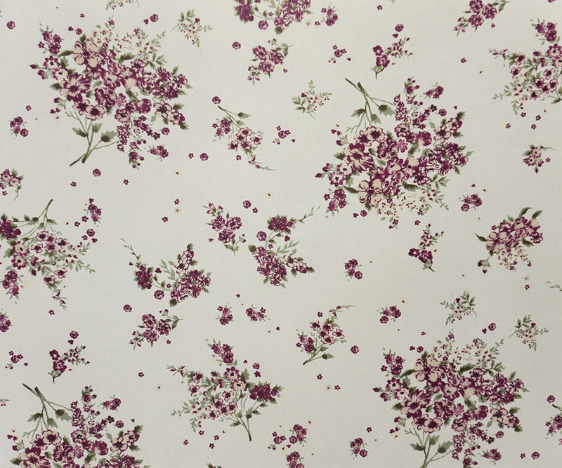 3 YD PC-White-Purple-Multi Poly Floral Printed Chiffon Woven Fabric