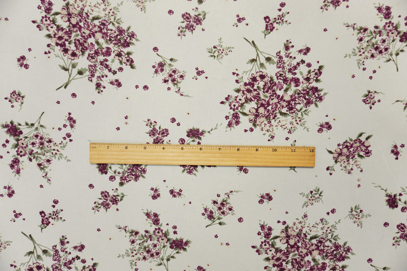 3 YD PC-White-Purple-Multi Poly Floral Printed Chiffon Woven Fabric