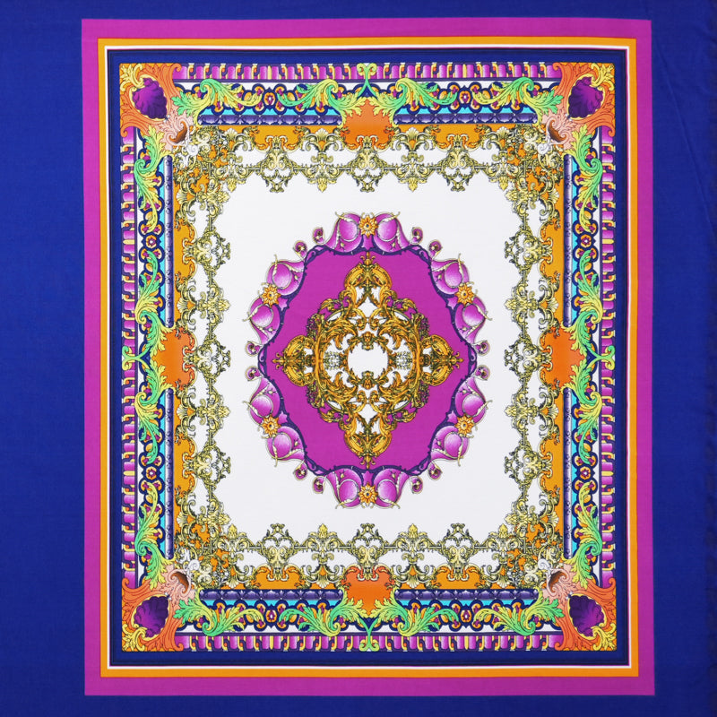 Purple-Multi Poly Baroque PANEL Print ITY Jersey Knit Fabric