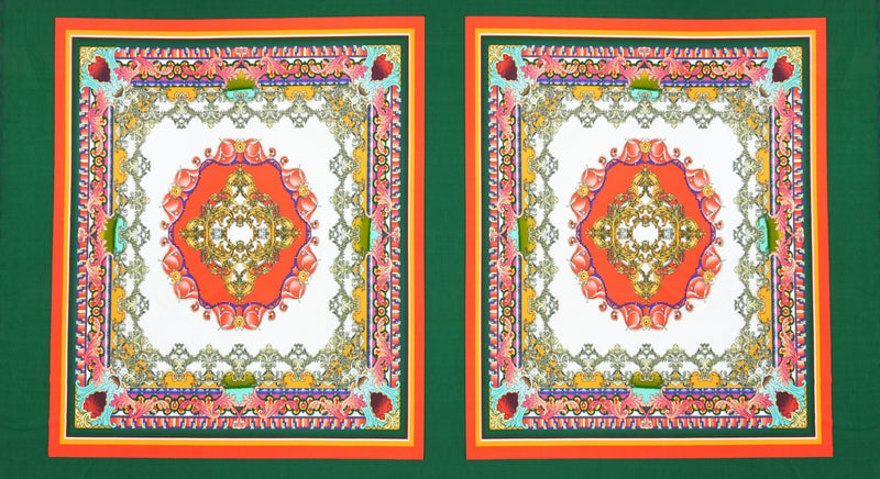 Green-Multi Poly Baroque PANEL Printed ITY Jersey Knit Fabric