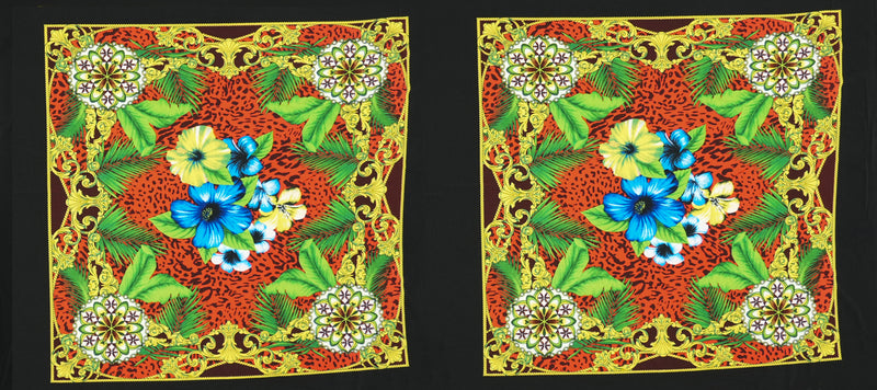 Black-Red-Multi Poly Floral Leopard PANEL ITY Jersey Knit Fabric