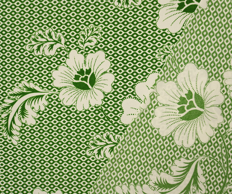 Green-Ivory Poly Floral Geo Printed ITY Jersey Knit Fabric