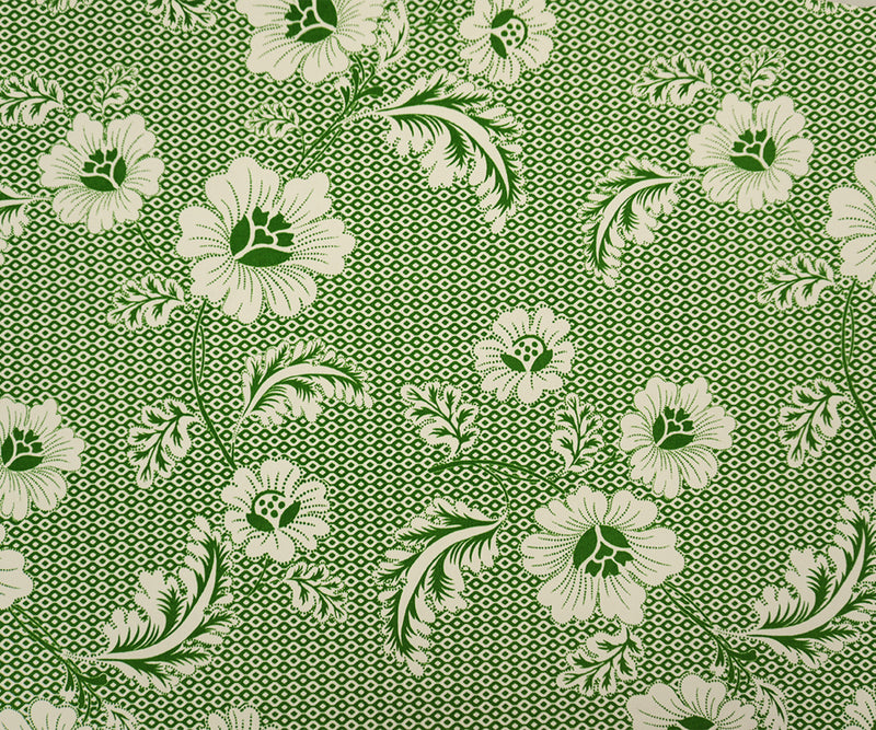 2 3/4 YD PC-Green-Ivory Poly Floral Geo Printed ITY Jersey Knit Fabric
