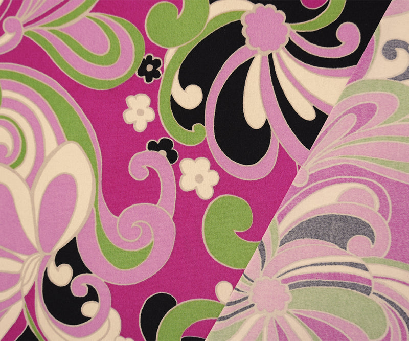 Pink-Green-Multi Poly Abstract Floral ITY Jersey Knit Fabric