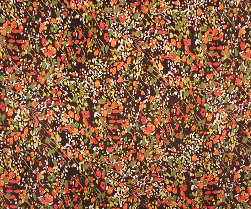 Brown-Green Poly Abstract Floral Print ITY Jersey Knit Fabric