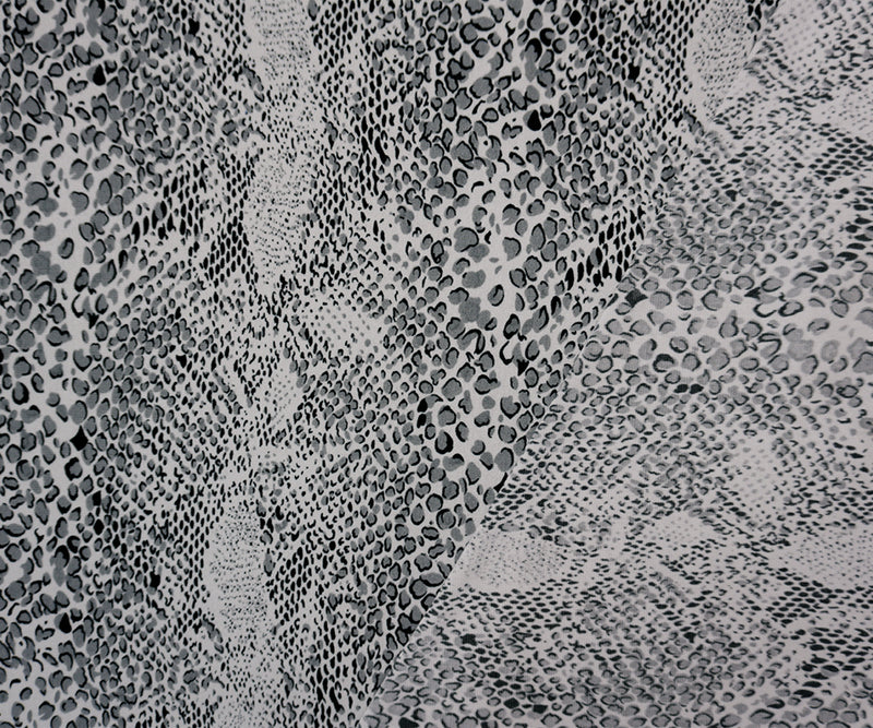 Gray-White-Black Poly Reptile Printed ITY Jersey Knit Fabric