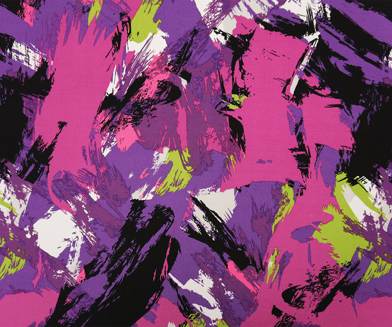 1 1/4 YD PC-Purple-Pink Poly Spandex Abstract Printed ITY Jersey Knit Fabric