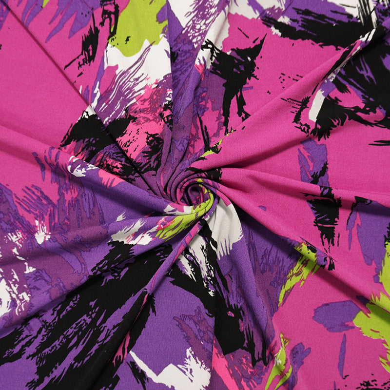 Purple-Pink Poly Spandex Abstract Printed ITY Jersey Knit Fabric