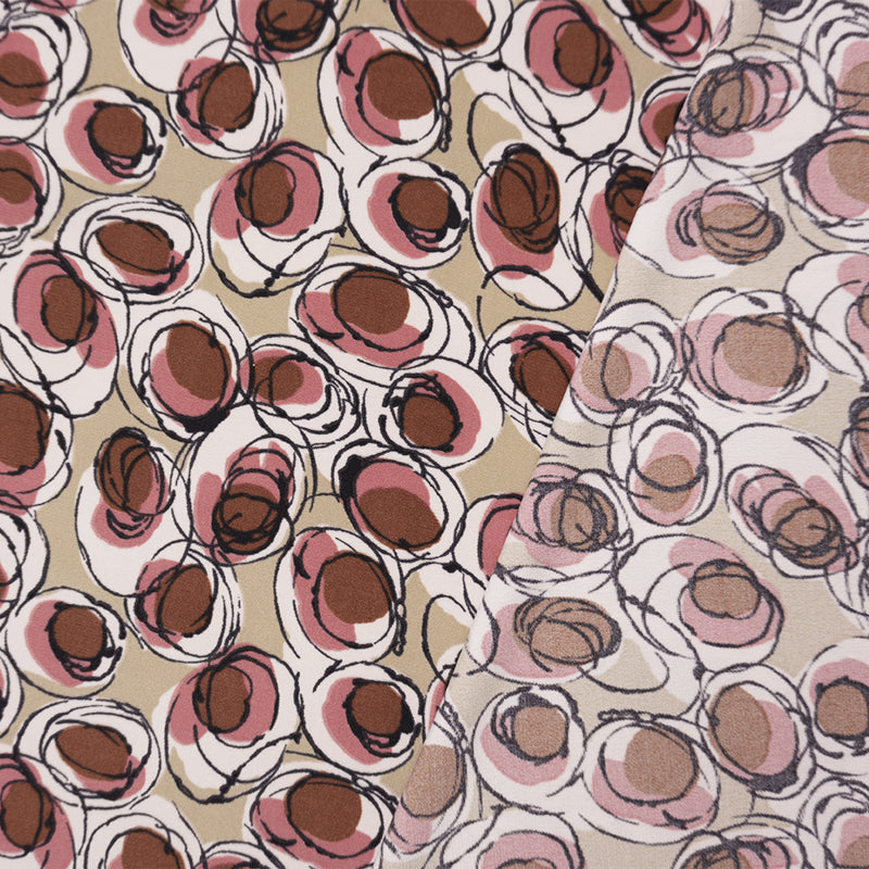 Brown-Beige-Multi Poly Abstract Printed ITY Jersey Knit Fabric