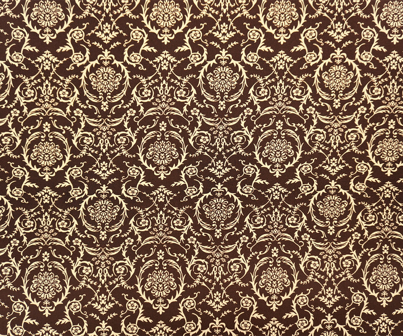 1 YD PC-Brown-Beige Poly Baroque Floral Printed ITY Jersey Knit Fabric