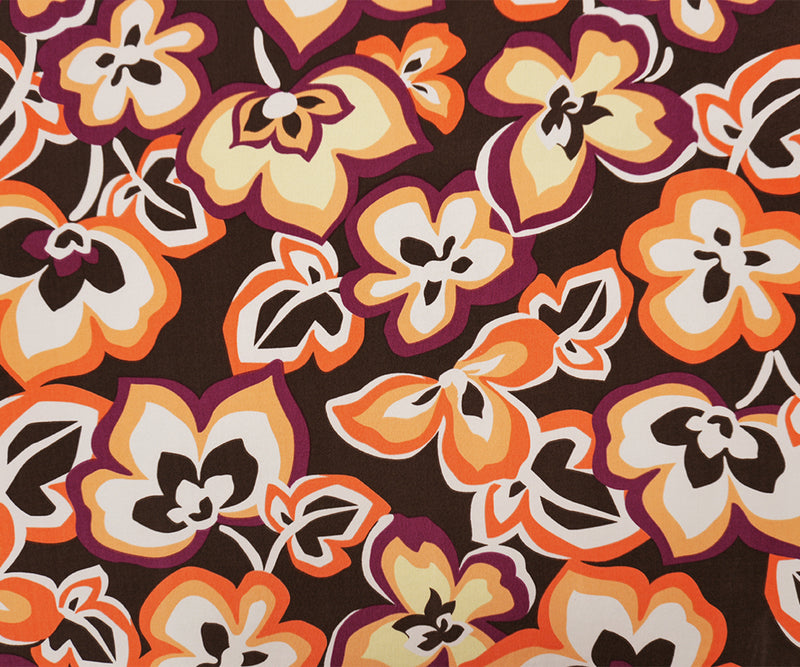 Brown-Maroon-Multi Poly Floral Printed ITY Jersey Knit Fabric
