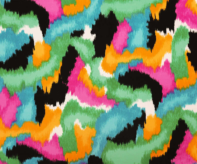 1 1/8 YD PC-Green-Teal-Multi Poly Abstract Printed ITY Jersey Knit Fabric