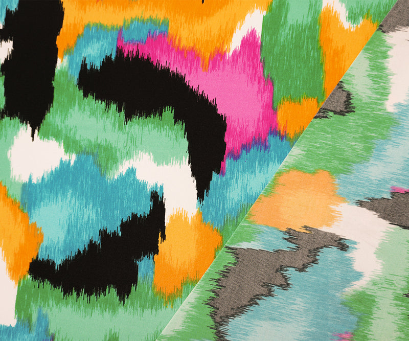 1 1/8 YD PC-Green-Teal-Multi Poly Abstract Printed ITY Jersey Knit Fabric