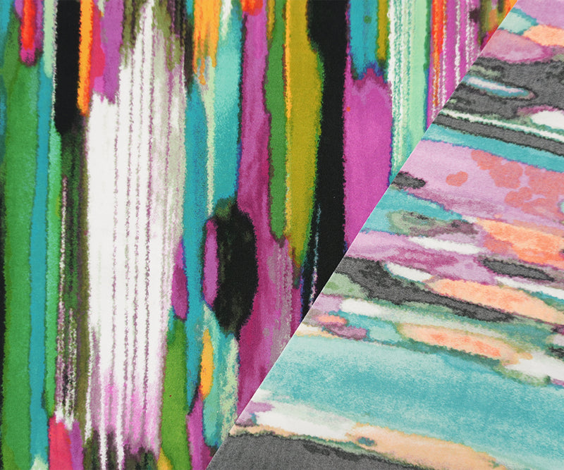 Teal-Purple-Multi Poly Abstract Printed ITY Jersey Knit Fabric