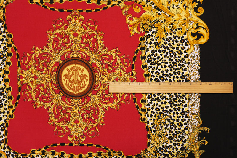 Red-Black-Yellow Baroque PANEL Printed ITY Jersey Knit Fabric
