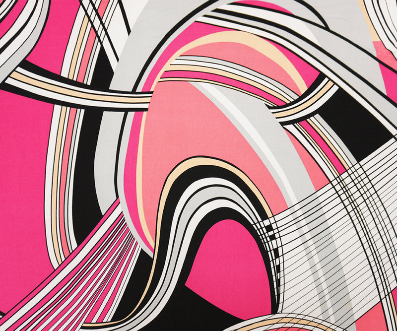 Pink-Black-Multi Poly Abstract Print ITY Jersey Knit Fabric
