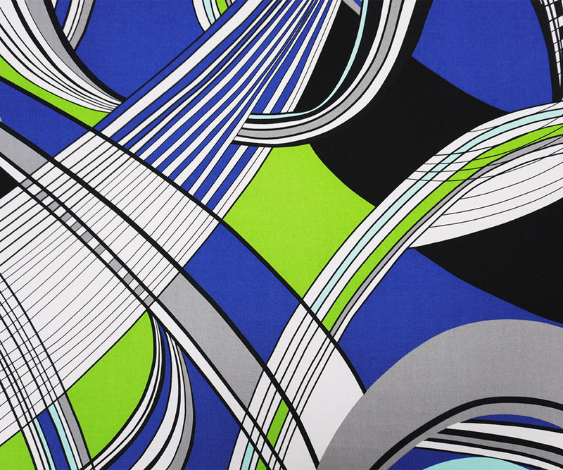 Blue Poly Spandex Abstract Printed ITY Jersey Knit Fabric