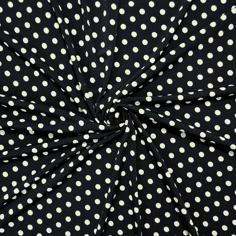 Black-Light Beige Poly Spandex Dot Printed ITY Jersey Knit Fabric
