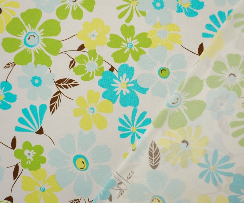 White-Teal-Multi Poly Floral Printed ITY Jersey Knit Fabric