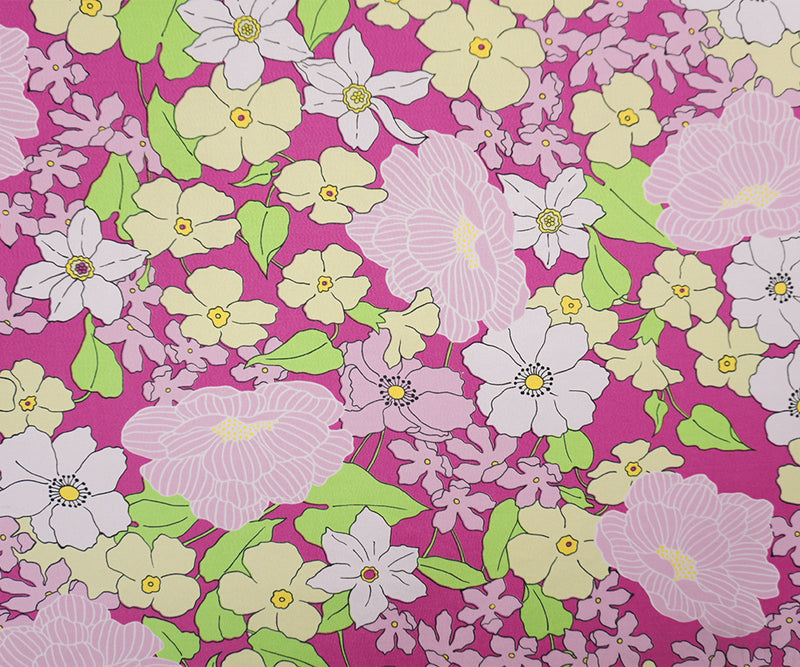 Pink-Green-Multi Poly Spandex Floral Print ITY Jersey Knit Fabric
