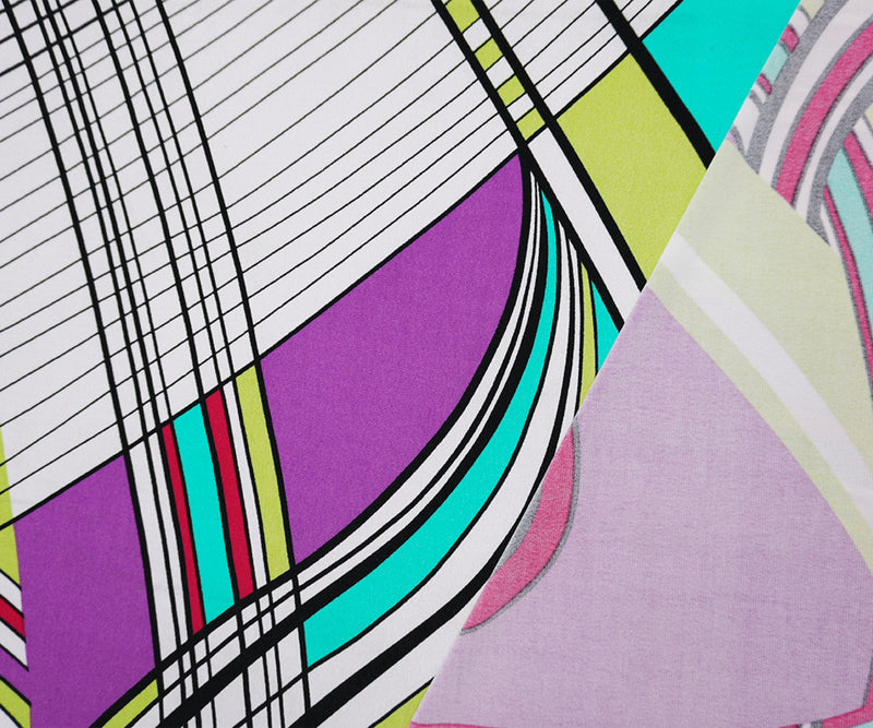 Teal-Purple-Multi Poly Spandex Abstract Printed ITY Jersey Knit Fabric