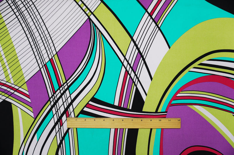 Teal-Purple-Multi Poly Spandex Abstract Printed ITY Jersey Knit Fabric