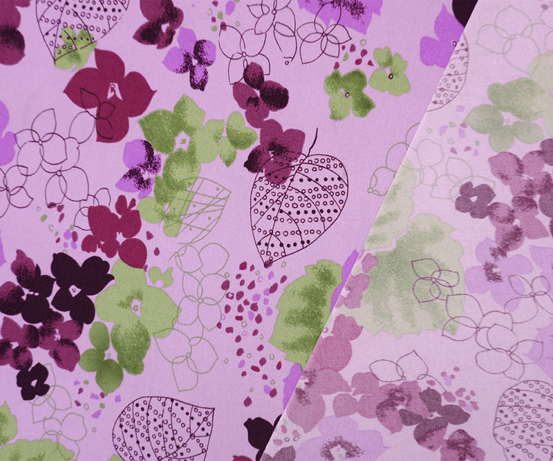 2 1/4 YD PC-Purple-Multi Poly Spandex Floral Printed ITY Jersey Knit Fabric