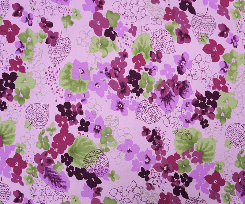 2 1/4 YD PC-Purple-Multi Poly Spandex Floral Printed ITY Jersey Knit Fabric