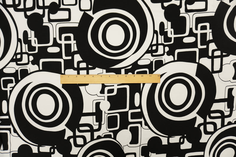 4 YD PC-Black-White Poly Spandex Abstract Printed ITY Jersey Knit Fabric