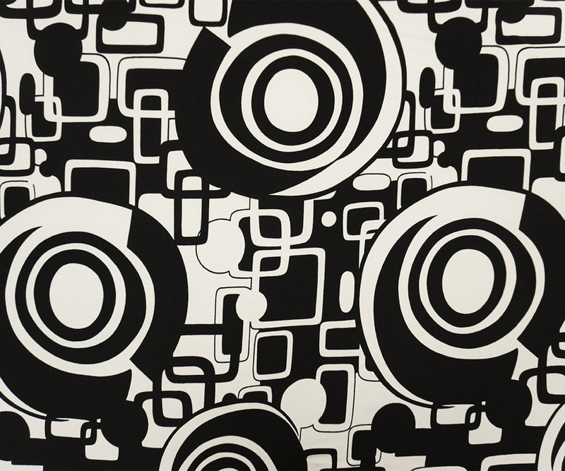 Black-White Poly Spandex Abstract Printed ITY Jersey Knit Fabric