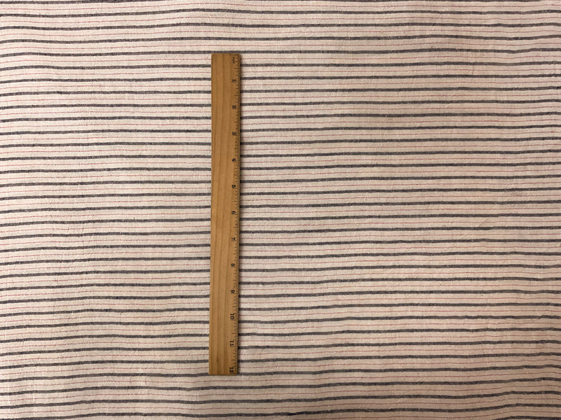 1 5/8 YD PC-Beige-Navy-Red Cotton Stripe Gauze Woven Fabric