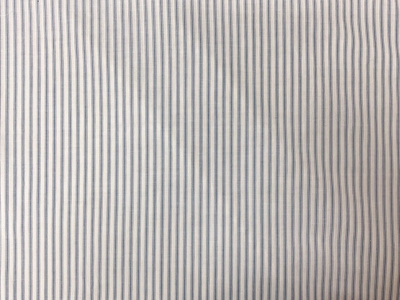 White-Blue Cotton Stripe Voile Woven Fabric