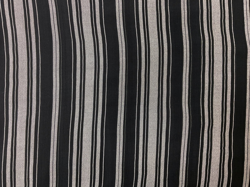 2 YD PC-Black-White Rayon Stripe Crepon Woven Fabric