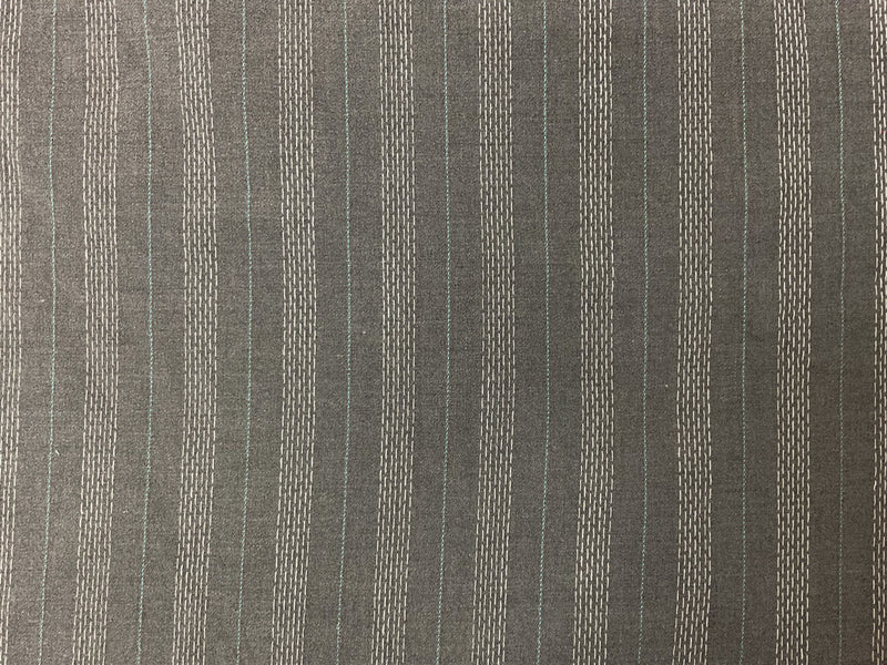 1 5/8 YD PC-Gray-Blue-White Poly-Rayon Stripe Twill Woven Fabric