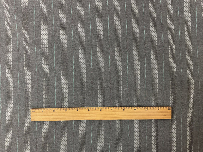 1 5/8 YD PC-Gray-Blue-White Poly-Rayon Stripe Twill Woven Fabric