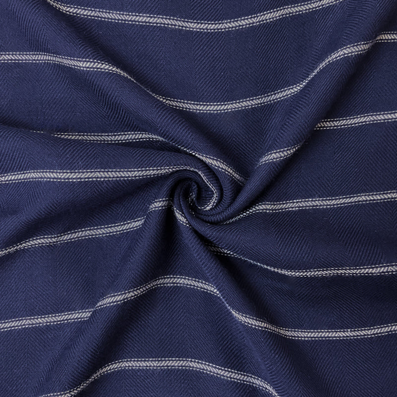 3 YD PC-Navy-White Rayon Stripe Twill Woven Fabric