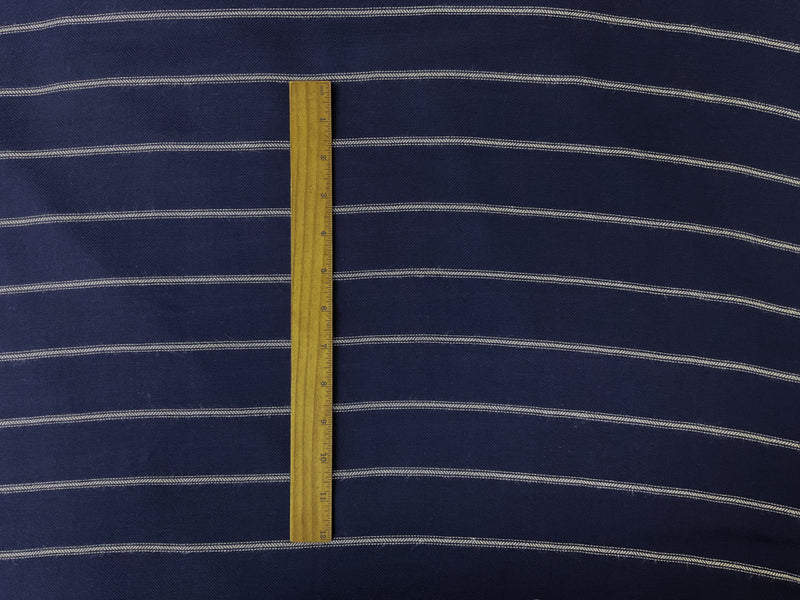 3 YD PC-Navy-White Rayon Stripe Twill Woven Fabric