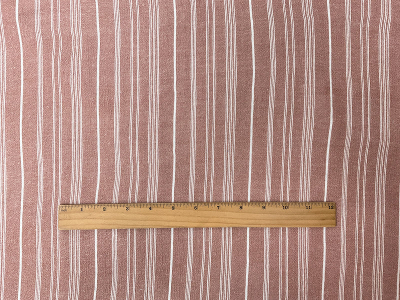 Brown-White Rayon Stripe Crepon Woven Fabric