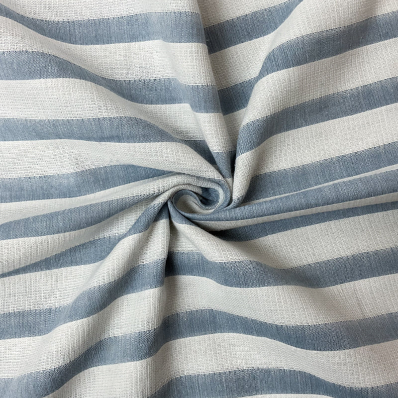 Blue-White Cotton Stripe Dobby Woven Fabric