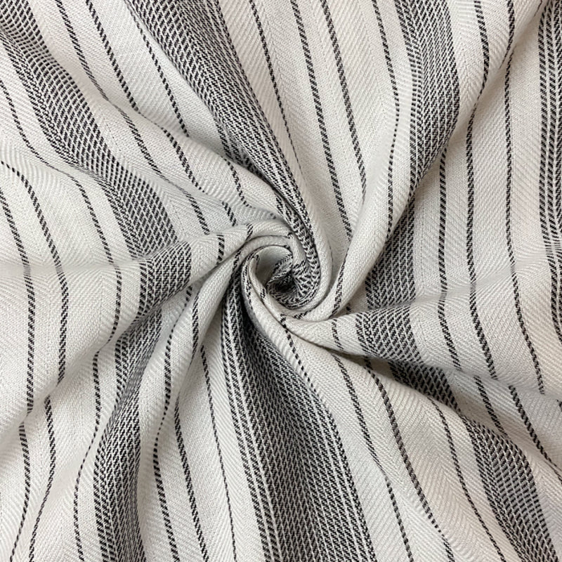 White-Black Rayon Stripe Twill Woven Fabric