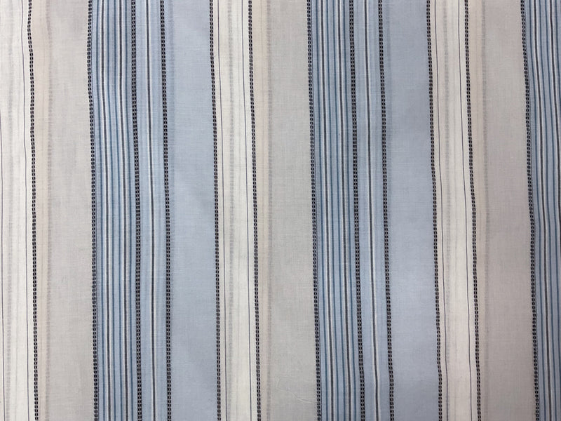 Blue-White-Multi Cotton Stripe Dobby Voile Woven Fabric