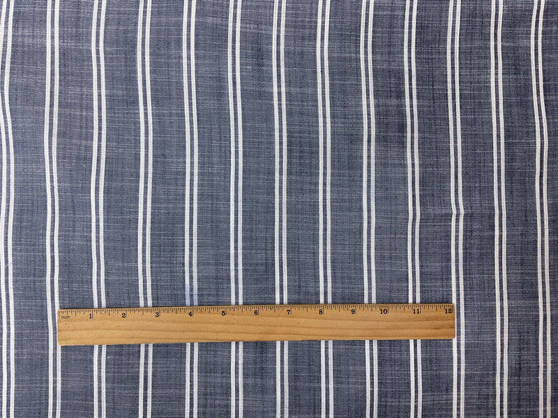 Deep Blue Rayon Stripe Woven Fabric