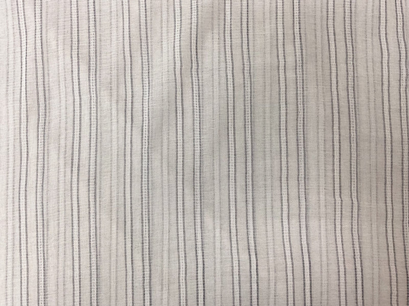White-Deep Navy Cotton Stripe Dobby Gauze Woven Fabric