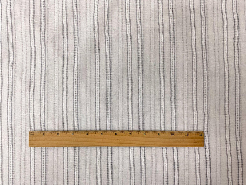 White-Deep Navy Cotton Stripe Dobby Gauze Woven Fabric