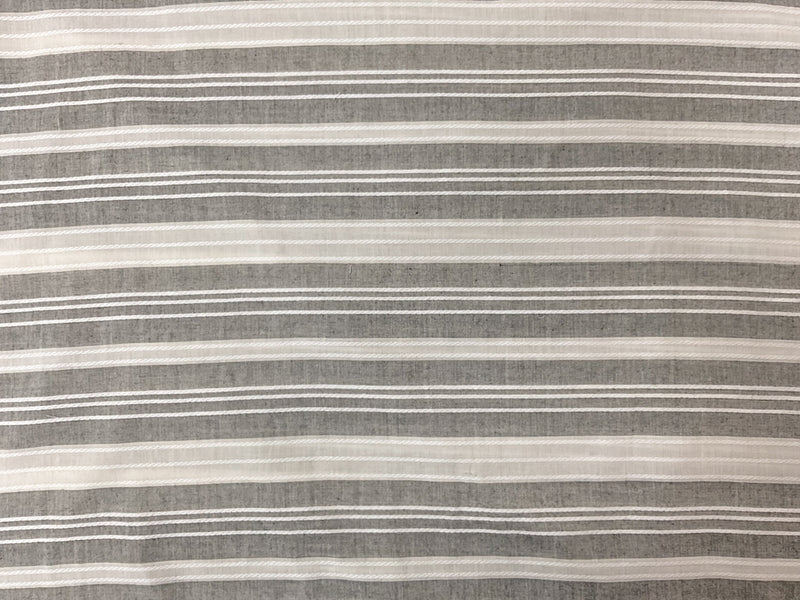 Black-Ivory Cotton Stripe Dobby Woven Fabric