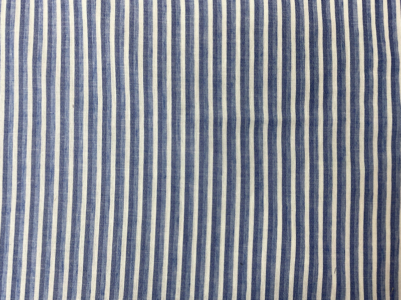 Blue-White Poly Stripe Woven Fabric