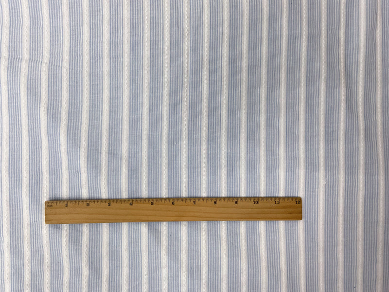 4 YD PC-Blue-White Cotton Stripe Dobby Voile Woven Fabric