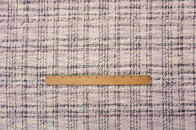 White-Silver-Multi Poly Cotton Plaid Boucle Double Knit Fabric