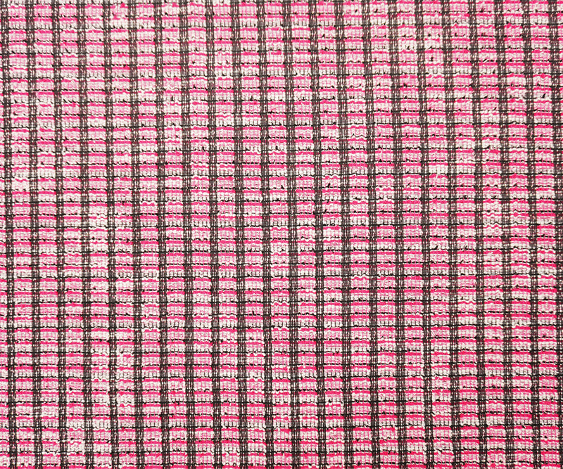 Fuchsia-Copper-Multi Poly Cotton Plaid-Check Boucle Knit Fabric